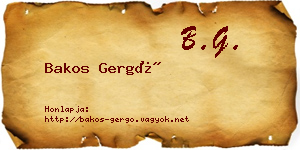 Bakos Gergő névjegykártya